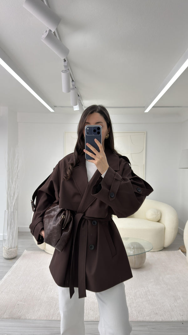 OVERSIZE TRENÇKOT - KAHVE