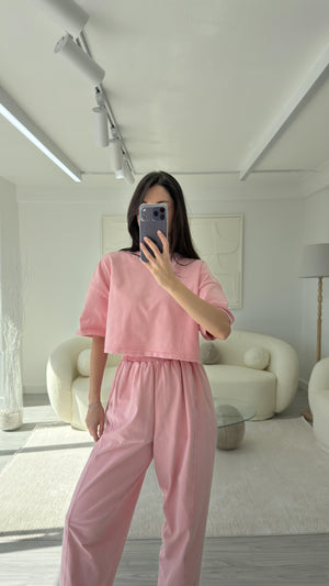 PEMBE YIKAMALI PAMUKLU TAKIM