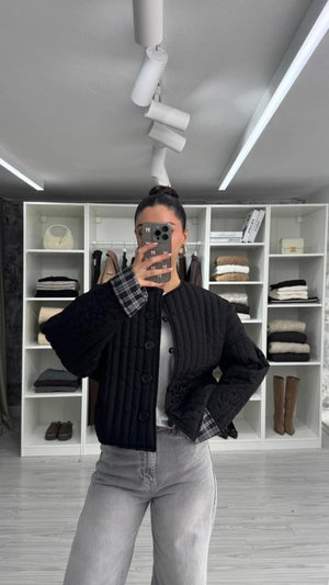 SİYAH VERA OVERSIZE KAPİTONE CEKET