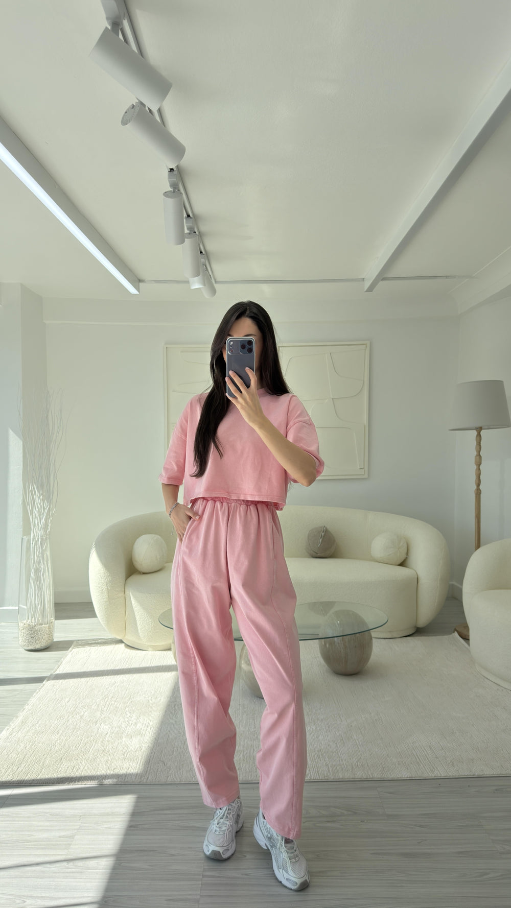 PEMBE YIKAMALI PAMUKLU TAKIM