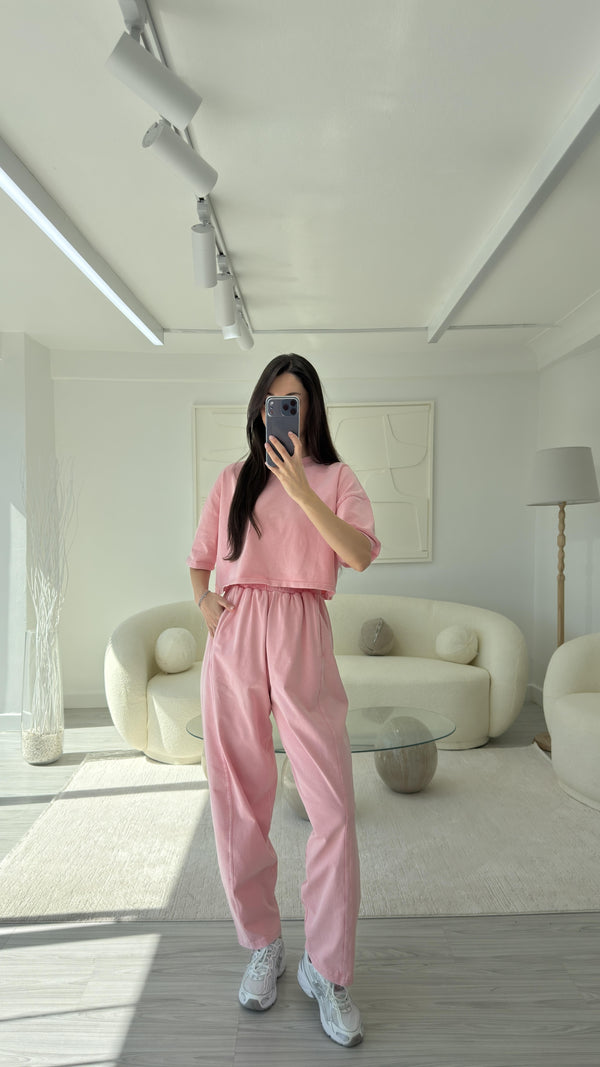 PEMBE YIKAMALI PAMUKLU TAKIM