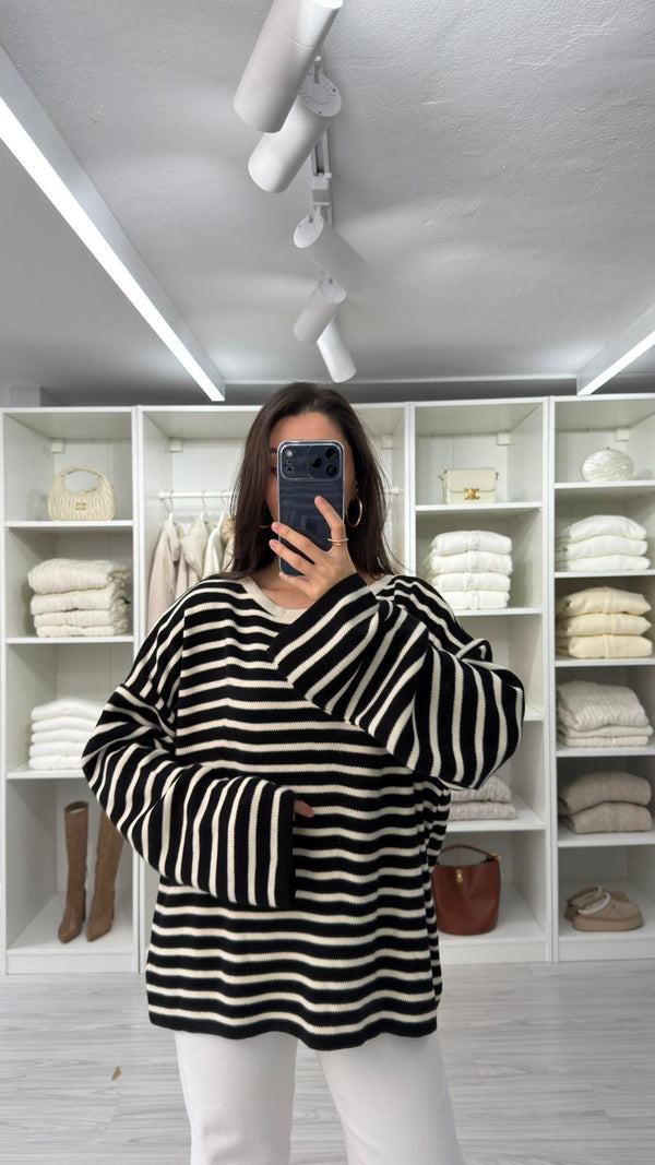 OVERSIZE ÇİZGİLİ TRİKO