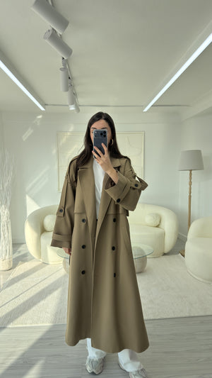 KARAMEL OVERSIZE UZUN TRENÇKOT