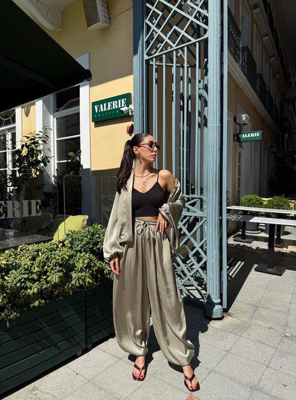 HAKİ PREMIUM SATEN ŞALVAR PANTOLON