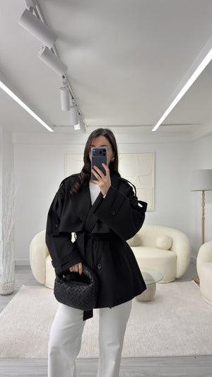 SİYAH OVERSIZE TRENÇKOT
