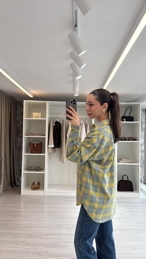 SARI OVERSIZE EKOSELİ ODUNCU GÖMLEK