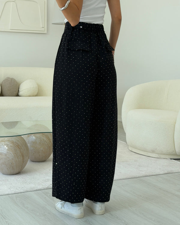 SİYAH BAGGY TAŞLI PANTOLON
