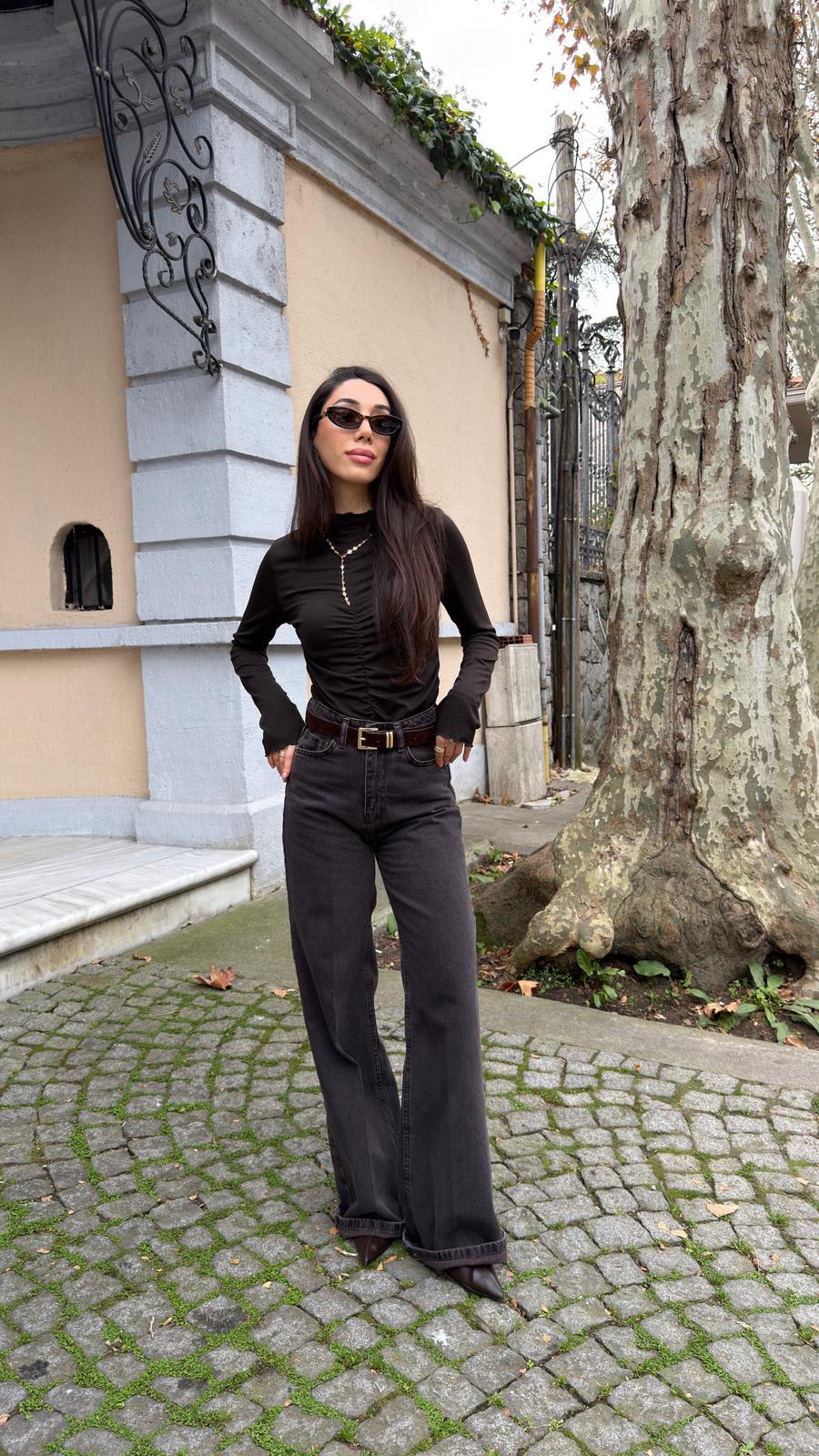 NUVE ACI KAHVE WIDE LEG JEAN