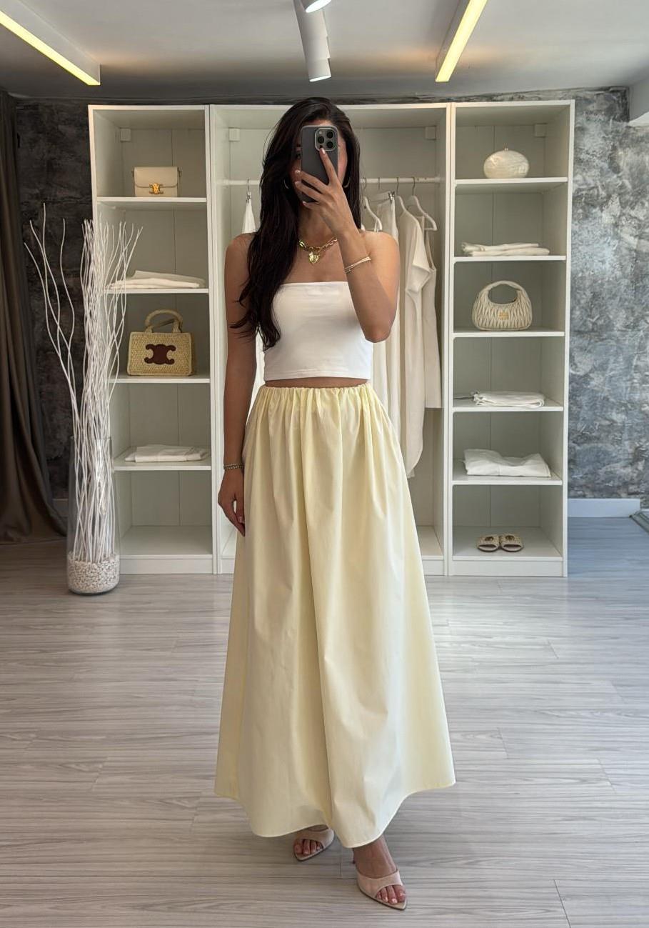 SARI POPLİN MAXİ ETEK
