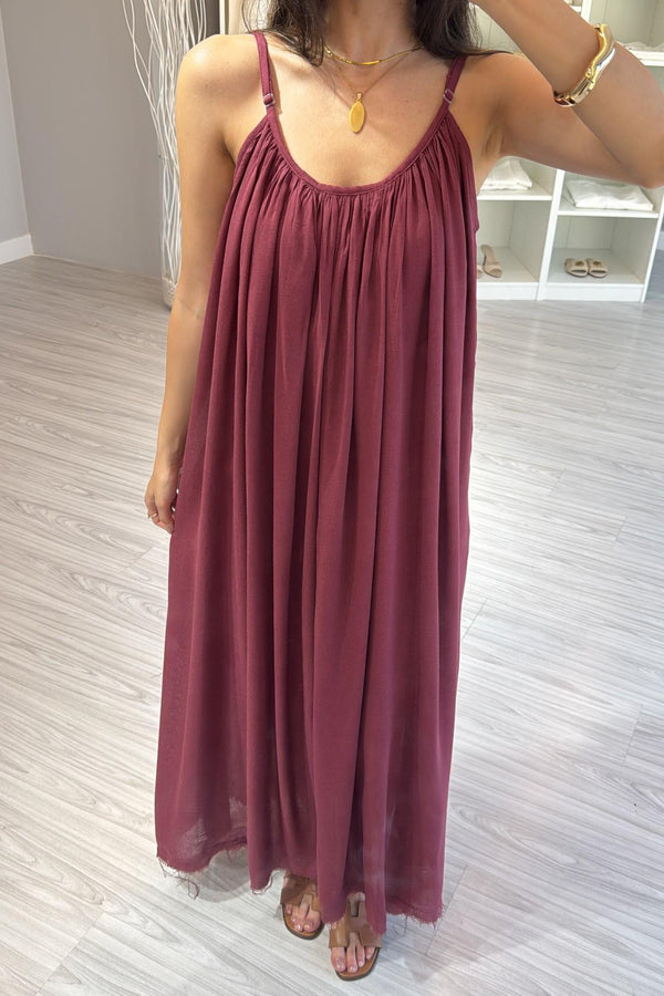 BORDO PAMUKLU ELBİSE