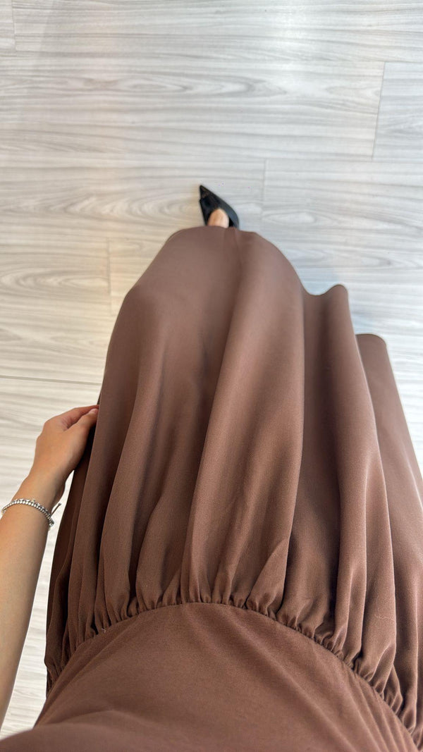 KISA KOLLU MAXİ ELBİSE