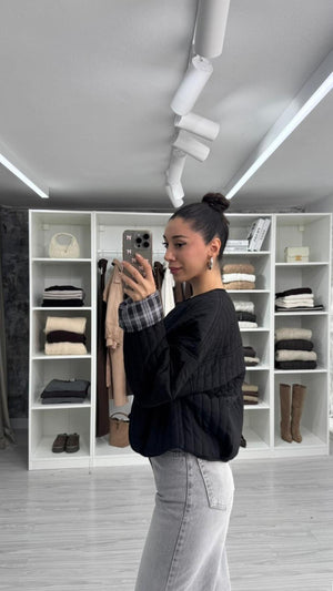 SİYAH VERA OVERSIZE KAPİTONE CEKET