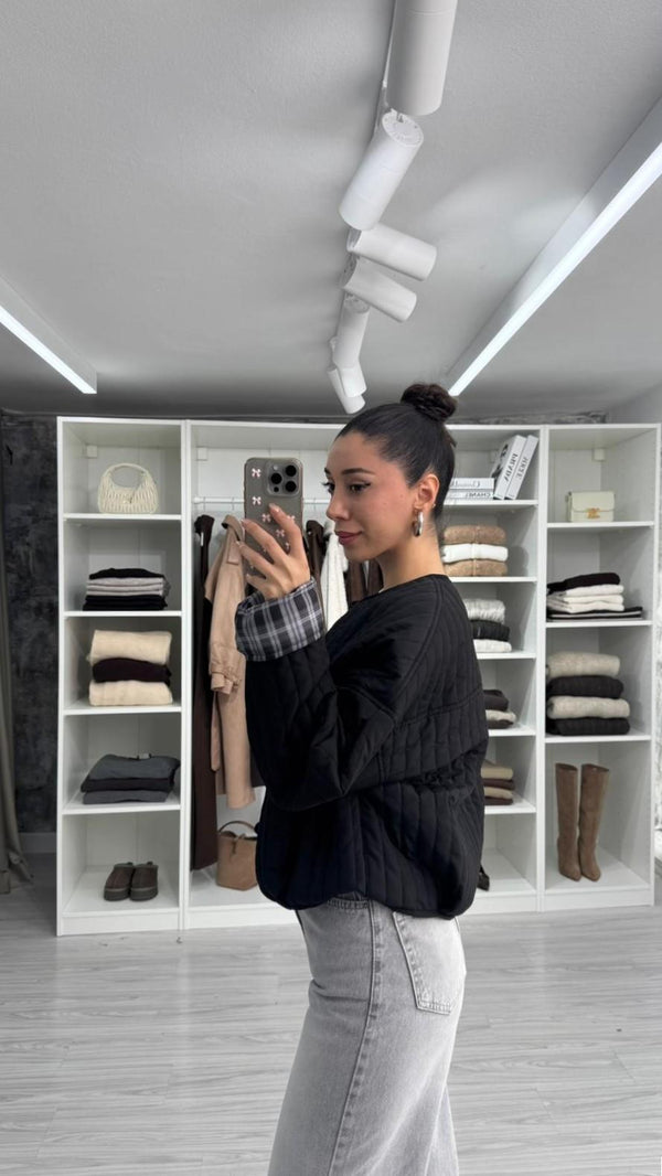 SİYAH VERA OVERSIZE KAPİTONE CEKET