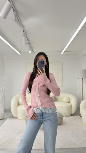PEMBE DANTEL DETAYLI TASARIM HIRKA