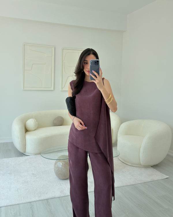 MÜRDÜM BONCUK DETAYLI BLUZ TAKIM