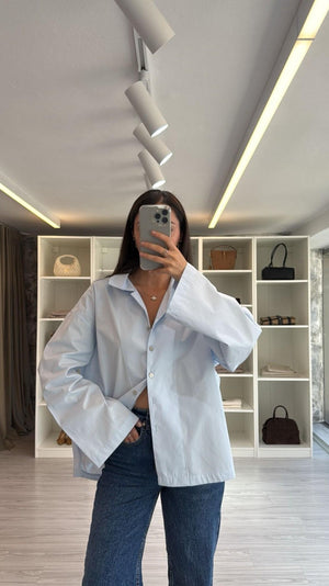 MAVİ OVERSIZE POPLİN GÖMLEK