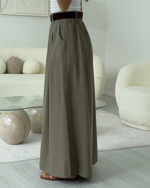 HAKİ KEMERLİ ETEK PANTOLON
