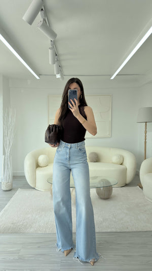 PAÇA YIRTMAÇLI BAGGY JEAN