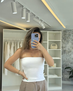 BEYAZ STRAPLEZ BLUZ