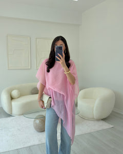 PEMBE PELERİNLİ BLUZ
