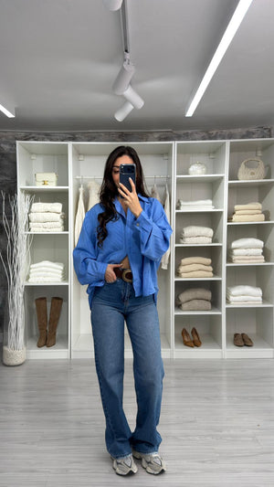 LACİVERT NALA WİDE LEG JEAN