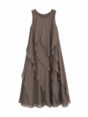 BRONZ FIRFIRLI MAXİ ELBİSE