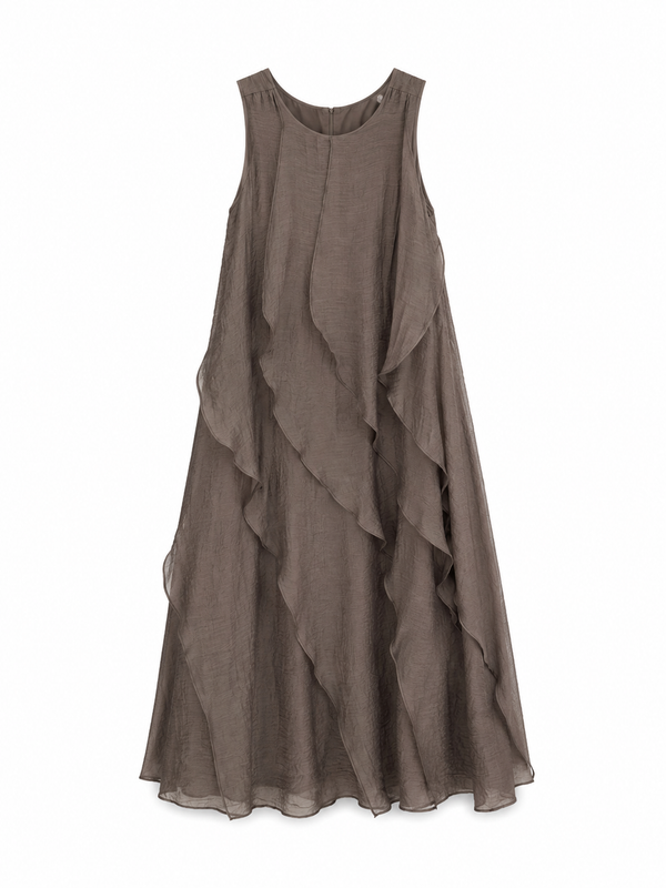 BRONZ FIRFIRLI MAXİ ELBİSE