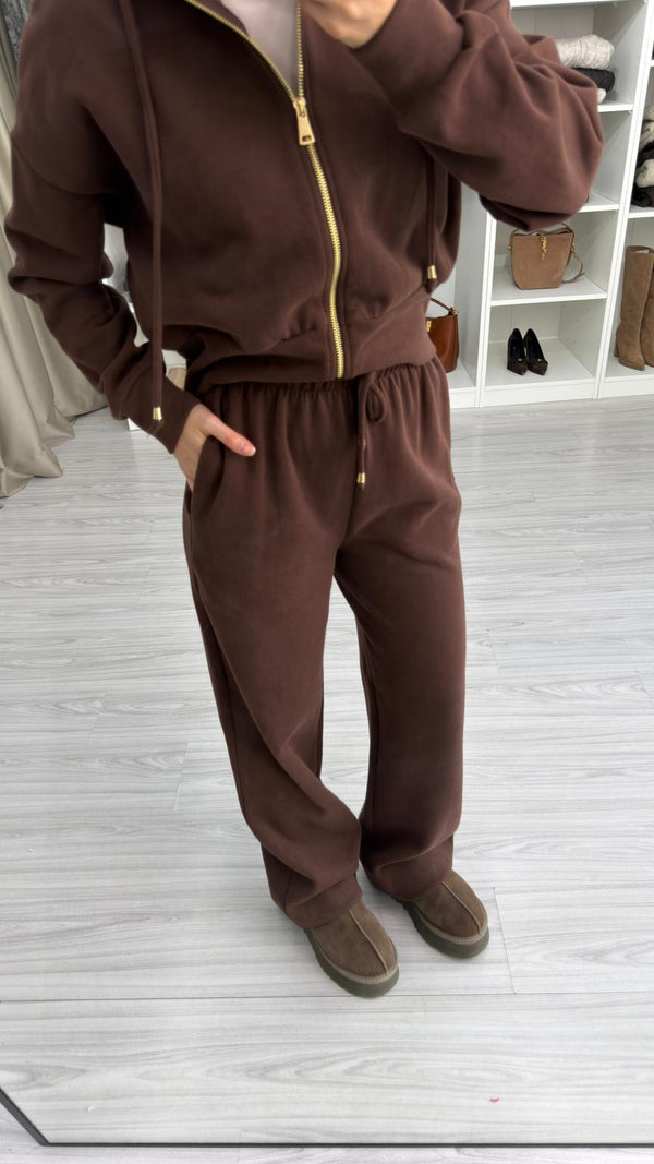 KAHVERENGİ FERMUARLI SWEAT TAKIM
