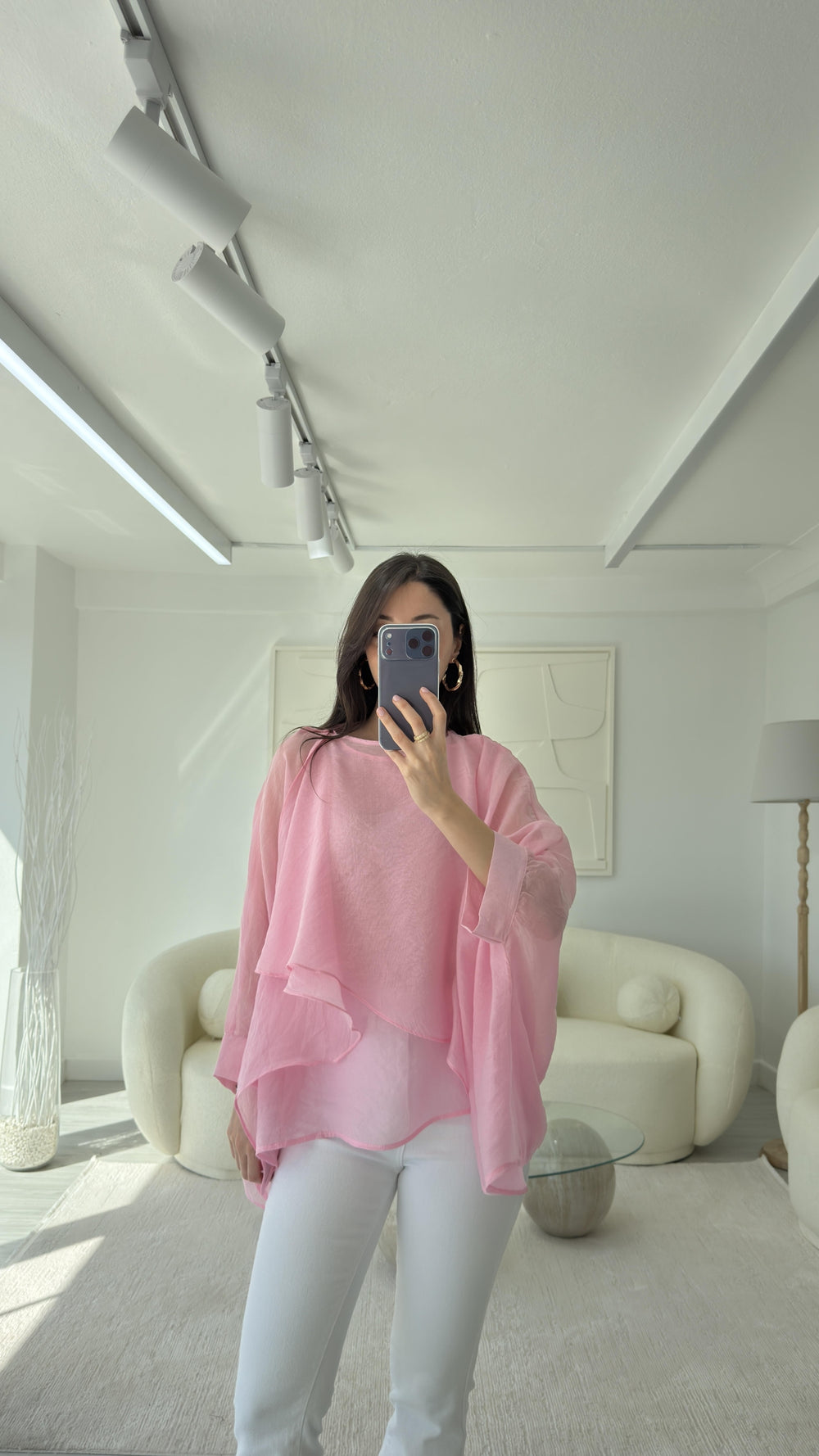 PEMBE ELİSE PELERİN ŞİFON BLUZ