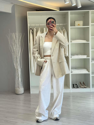 Oversize Çizgili Ceket