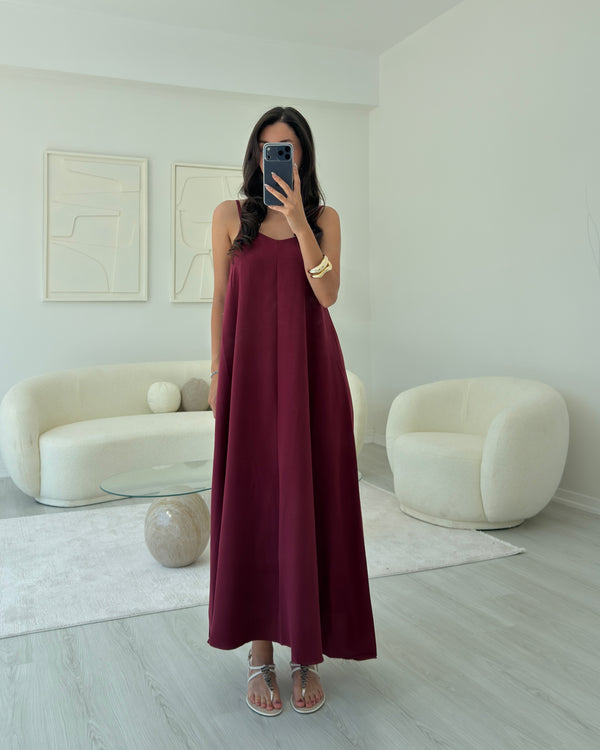 BORDO ASKILI MAXİ SALAŞ ELBİSE