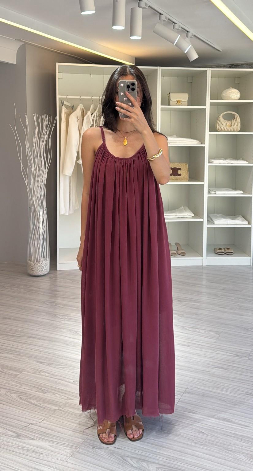 BORDO PAMUKLU ELBİSE