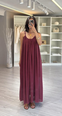 BORDO PAMUKLU ELBİSE