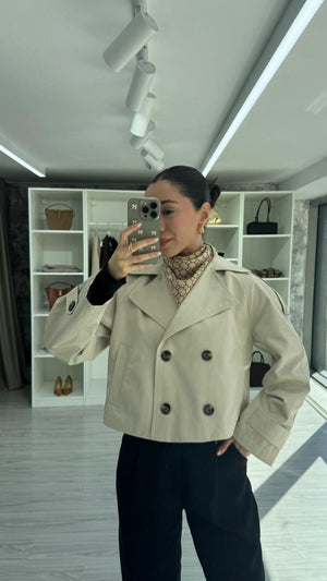 CAMEL SU GEÇİRMEZ KISA TRENÇKOT