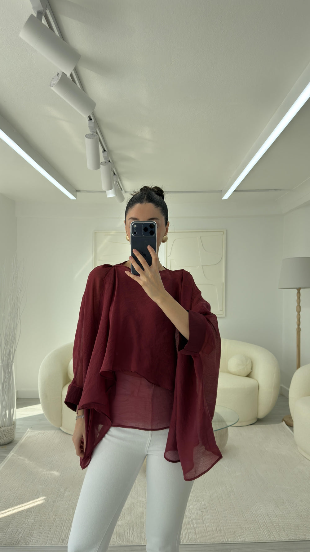 BORDO ELİSE PELERİN ŞİFON BLUZ