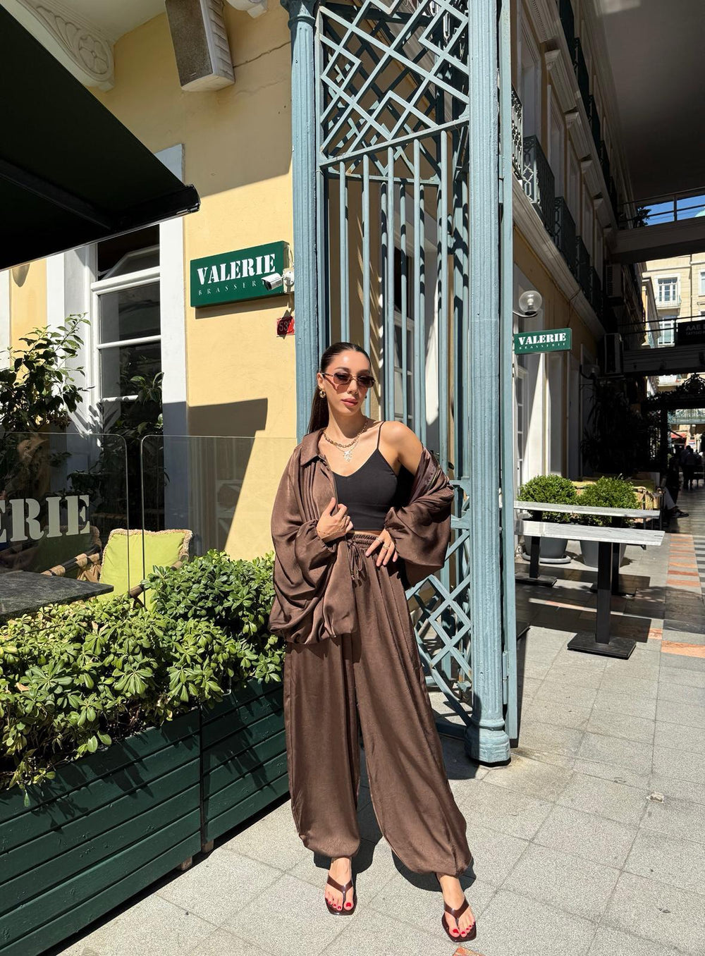 PREMIUM SATEN ŞALVAR PANTOLON - KAHVE