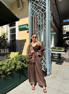 PREMIUM SATEN ŞALVAR PANTOLON - KAHVE