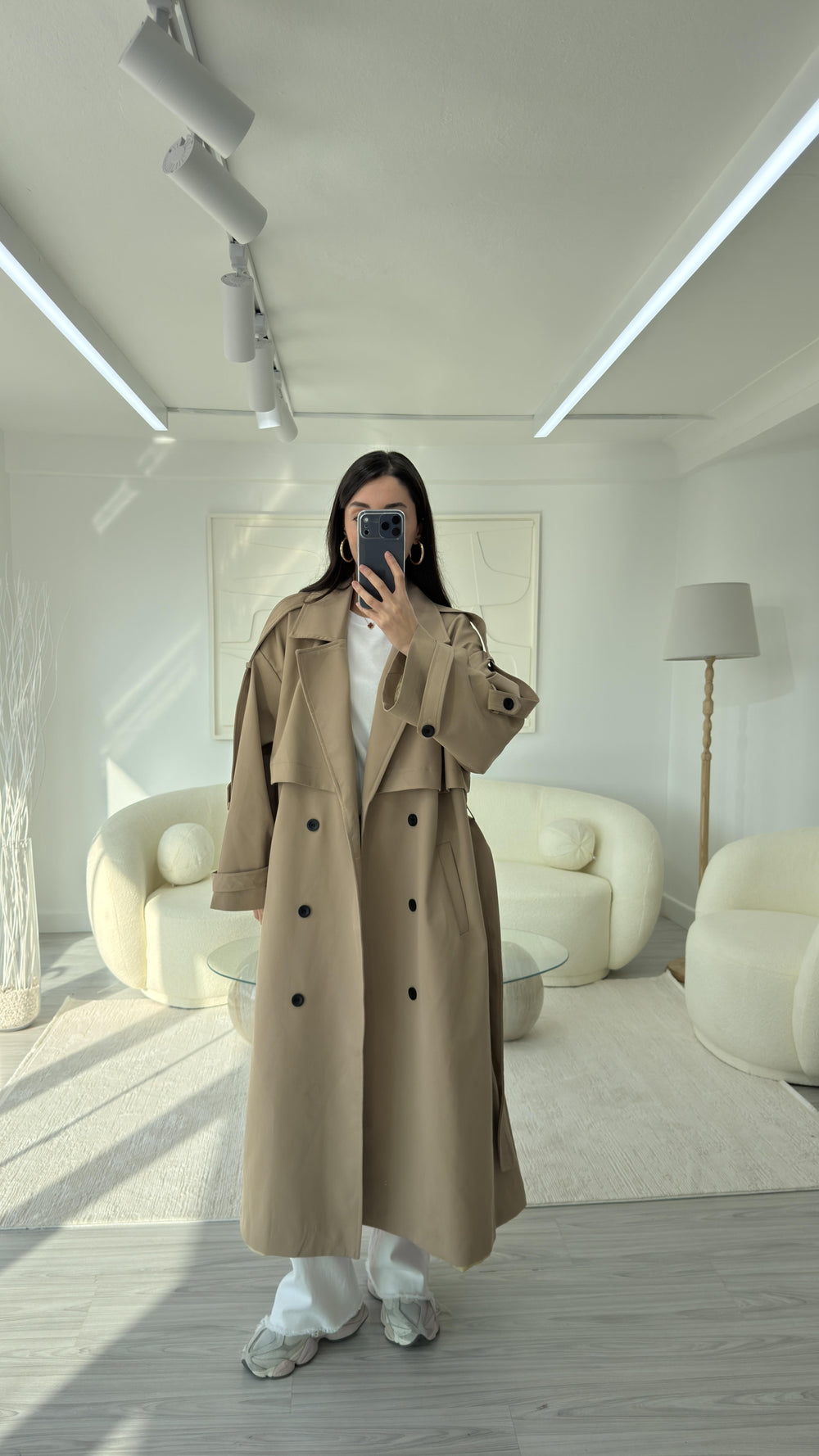 CAMEL OVERSIZE UZUN TRENÇKOT