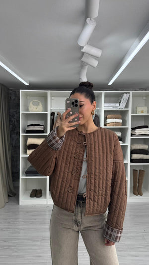 KAHVERENGİ VERA OVERSIZE KAPİTONE CEKET