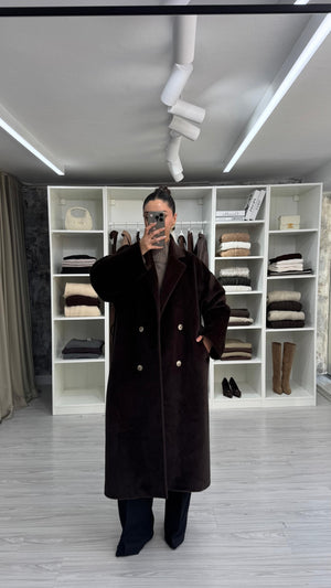 KAHVERENGİ NOİR PELUŞ KABAN