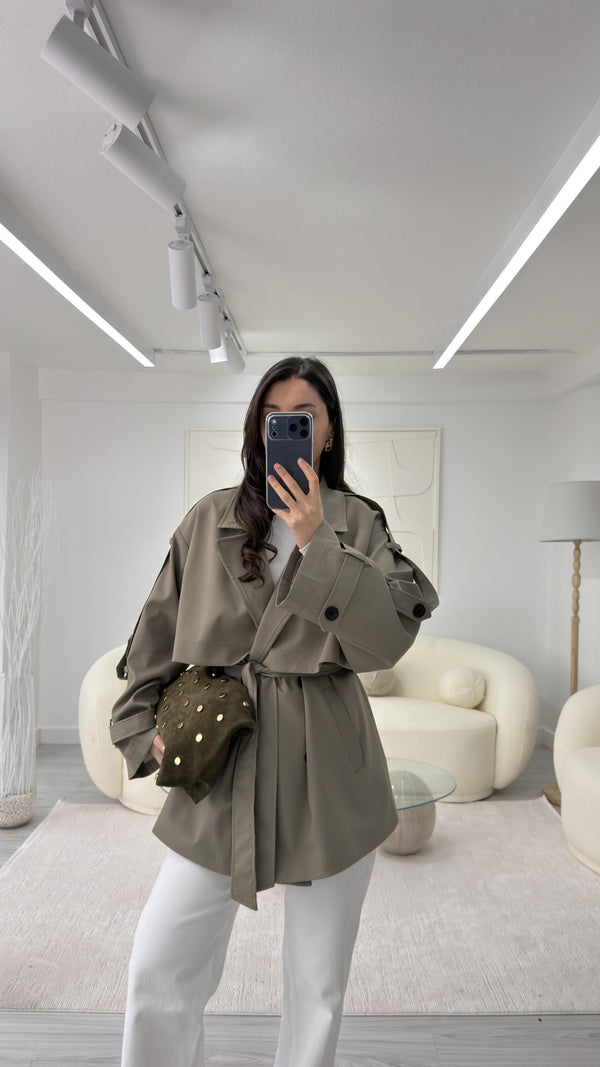 HAKİ OVERSIZE TRENÇKOT