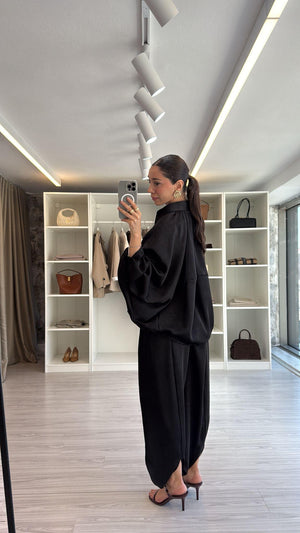 SİYAH PREMIUM SATEN ŞALVAR PANTOLON