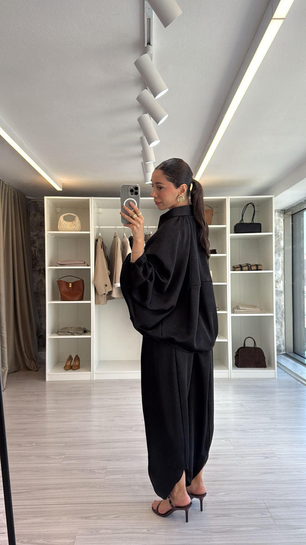 SİYAH PREMIUM SATEN ŞALVAR PANTOLON