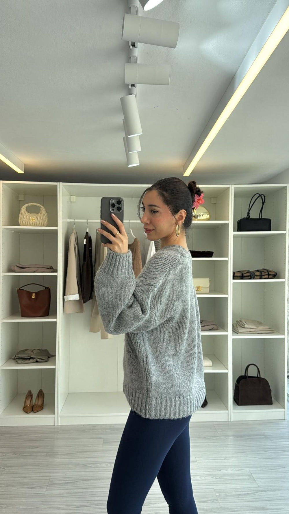 GRİ BİSİKLET YAKA OVERSIZE KAZAK