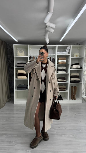TAŞ NORA DÜĞMELİ OVERSIZE KABAN