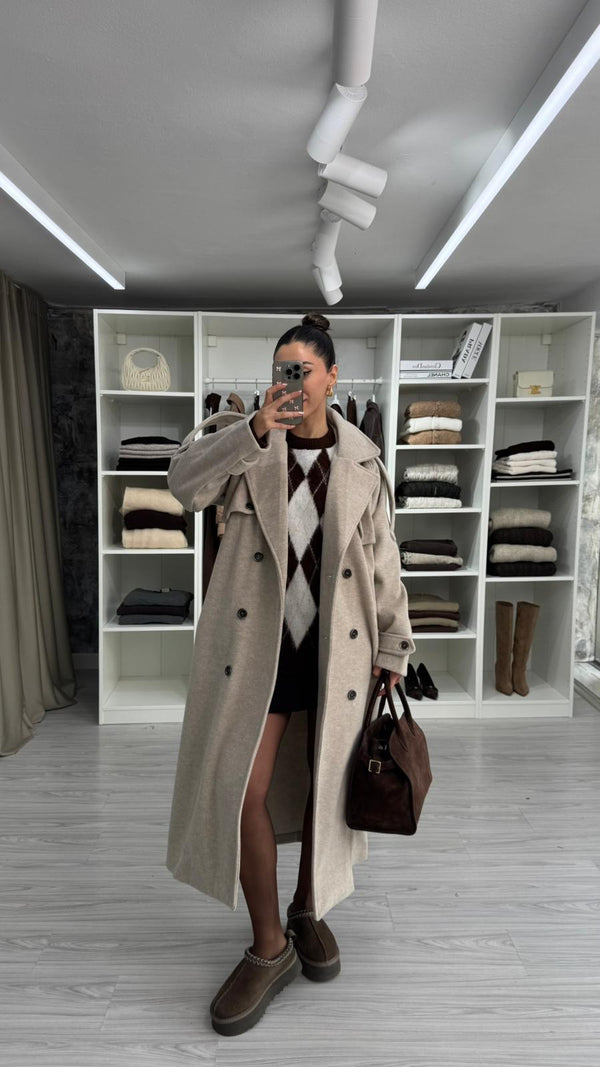 TAŞ NORA DÜĞMELİ OVERSIZE KABAN