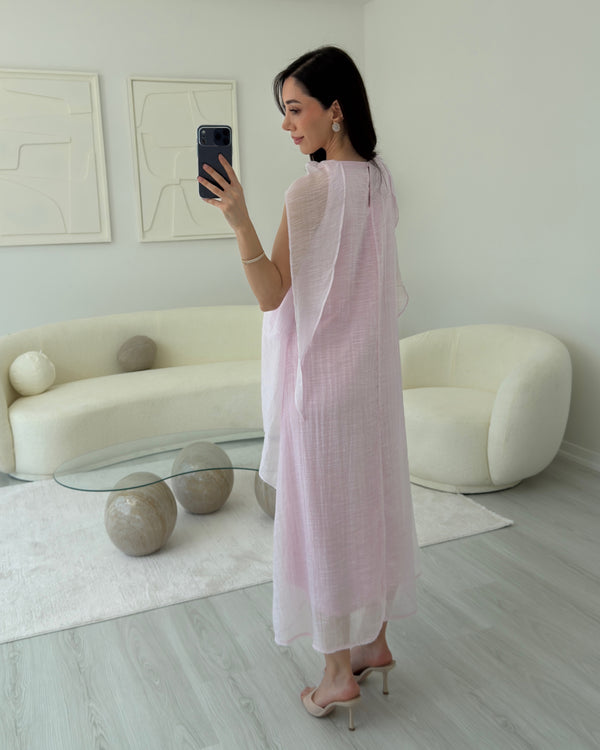 PEMBE ŞALLI ELBİSE