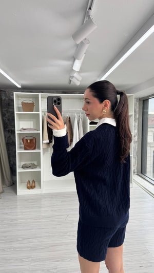 LACİVERT GÖMLEK YAKA TRİKO TAKIM