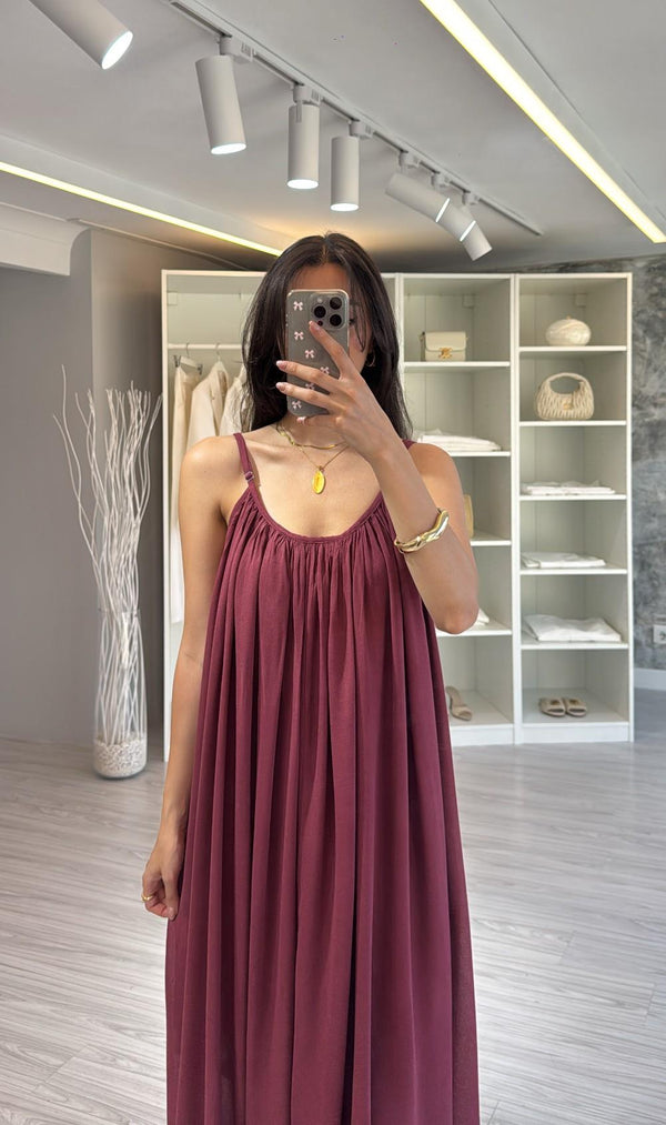 BORDO PAMUKLU ELBİSE