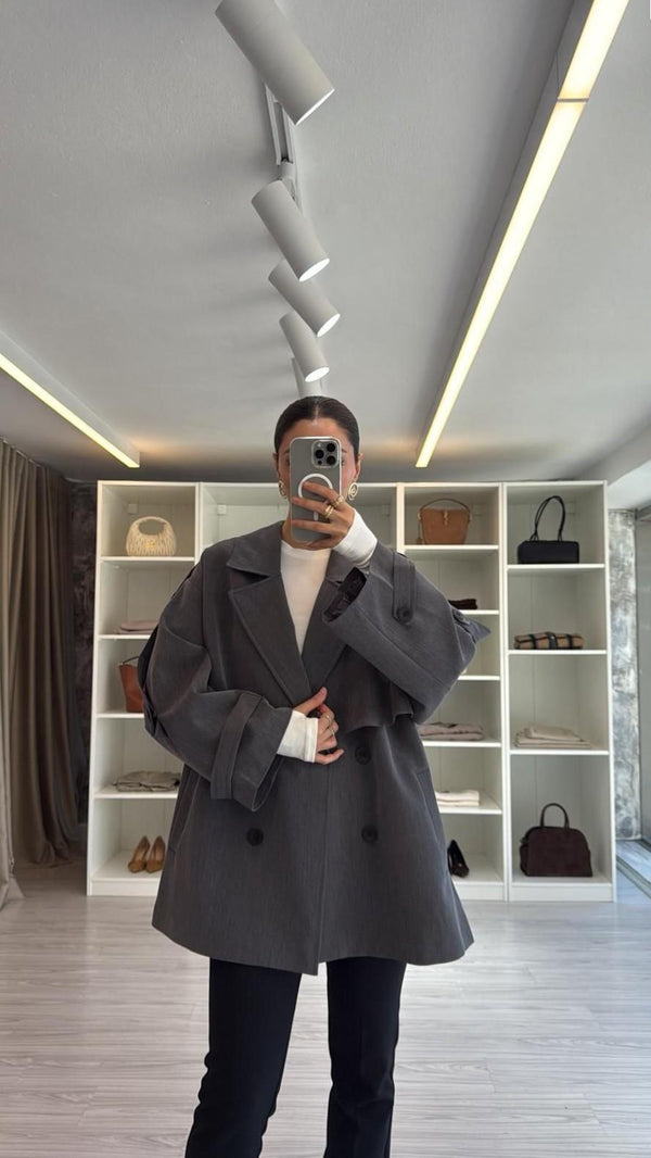 ANTRASİT OVERSIZE TRENÇKOT